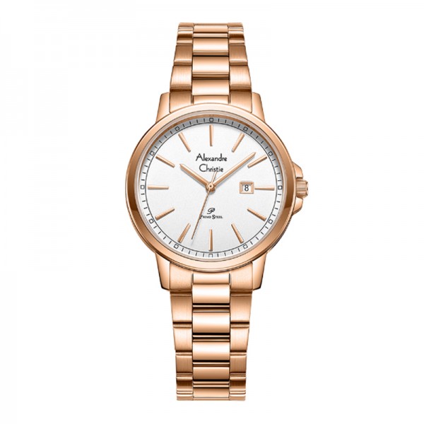 Alexandre Christie AC 1014 Rosegold White Steel LDBRGSL